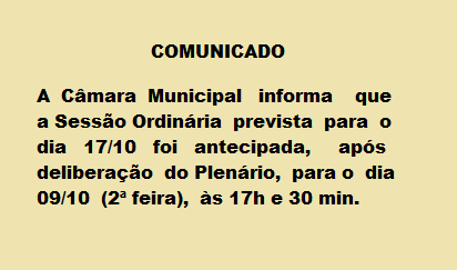 ANTECIPAÇÃO DE SESSÃO ORDINÁRIA 