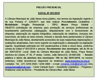 Câmara realiza procedimento licitatório para contratação de empresa especializada em levantamento patrimonial